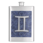 Modern Gemini Zodiac Sign Navy Blue Digital Camo Heupfles (Voorkant)