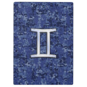 Modern Gemini Zodiac Sign Navy Blue Digital Camo Klembord (Achterkant)