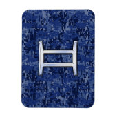 Modern Gemini Zodiac Sign Navy Blue Digital Camo Magneet (Verticaal)