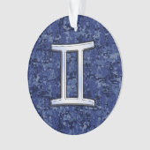 Modern Gemini Zodiac Sign Navy Blue Digital Camo Ornament (voorkant)