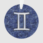 Modern Gemini Zodiac Sign Navy Blue Digital Camo Ornament (voorkant)
