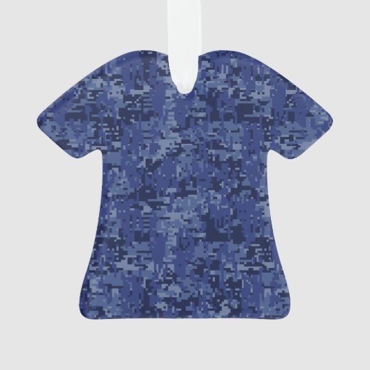 Modern Gemini Zodiac Sign Navy Blue Digital Camo Ornament (achterkant)