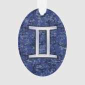 Modern Gemini Zodiac Sign Navy Blue Digital Camo Ornament (voorkant)