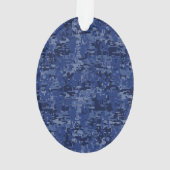 Modern Gemini Zodiac Sign Navy Blue Digital Camo Ornament (achterkant)
