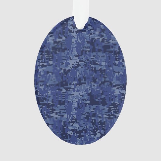 Modern Gemini Zodiac Sign Navy Blue Digital Camo Ornament (achterkant)