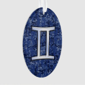 Modern Gemini Zodiac Sign Navy Blue Digital Camo Ornament (voorkant)