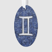 Modern Gemini Zodiac Sign Navy Blue Digital Camo Ornament (voorkant)