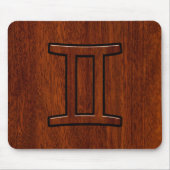 Modern Gemini Zodiac Symbool op Mahogany als gedru Muismat (Voorkant)