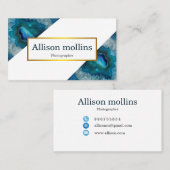 Modern Gemstone Blue Agate Gold Foil Visitekaartje (Voorkant / Achterkant)