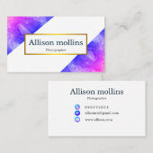 Modern Gemstone Pink Agate Gold Foil Visitekaartje (Voorkant / Achterkant)