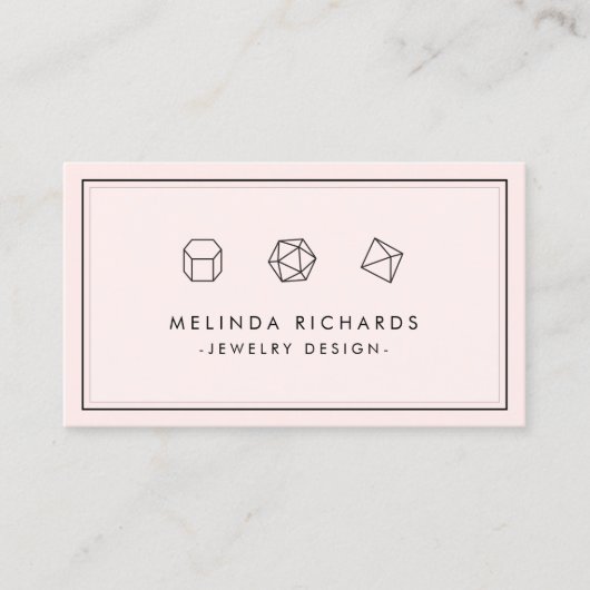 Modern Gemstone Trio Logo Jewelry Designer Pink Visitekaartje (Voorkant)