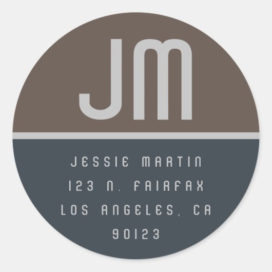 Modern gemuteerd adres van de Terugkeer van Kleure Ronde Sticker (Voorkant)