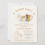 Modern Gender Neutral Beer Diaper Baby Shower Kaart (Voorkant)