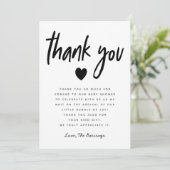 Modern Genderneutraal Baby shower Eenvoudig hart Bedankkaart (Staand voorkant)