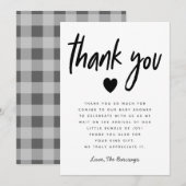 Modern Genderneutraal Baby shower Eenvoudig hart Bedankkaart (Voorkant / Achterkant)