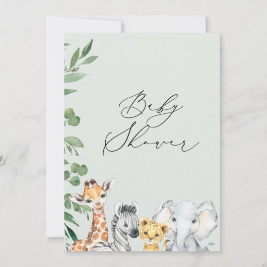 Modern genderneutraal gebladerte safari Baby showe Kaart (Achterkant)