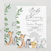 Modern genderneutraal gebladerte safari Baby showe Kaart (Voorkant / Achterkant)