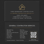 Modern General Contractor Black Gold QR Code Visitekaartje