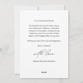 Modern Gentle Script, Prettig Kerstmis Familie Fot Feestdagenkaart (Achterkant)