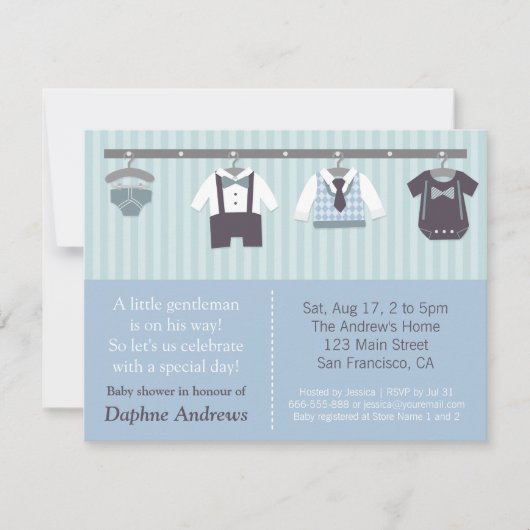 Modern Gentleman Baby Boy Shower-uitvindingen Kaart (Voorkant)