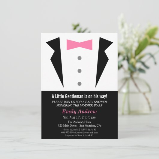 Modern Gentleman Tuxedo Bow Stropdas Baby Boy Show Kaart (Staand voorkant)