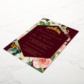 Modern Geo Bourgondië Blush Bloemen Quinceanera Folie Uitnodiging (Gedraaid)