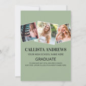 Modern Geo Sage Green Dusty Pink Foto Afstuderen Aankondiging (Achterkant)