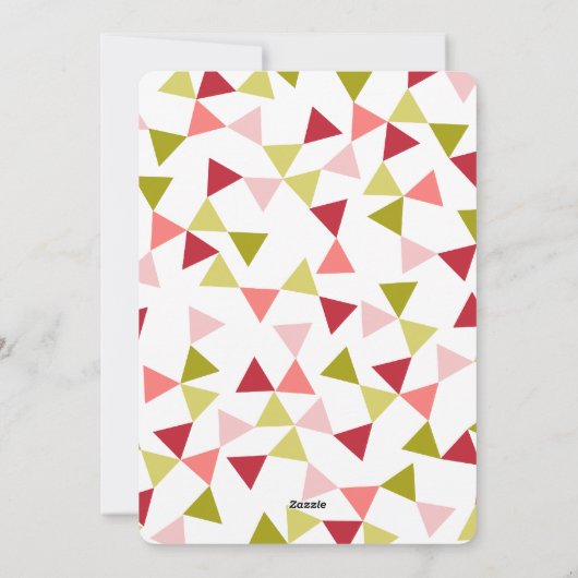 Modern Geo Triangles Pattern Cheers Script Foto Feestdagenkaart (Achterkant)