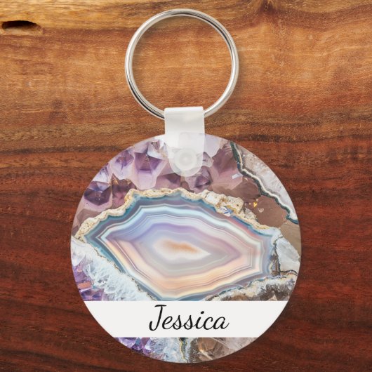Modern Geode Crystal | Crystal Keychain (Voorkant)
