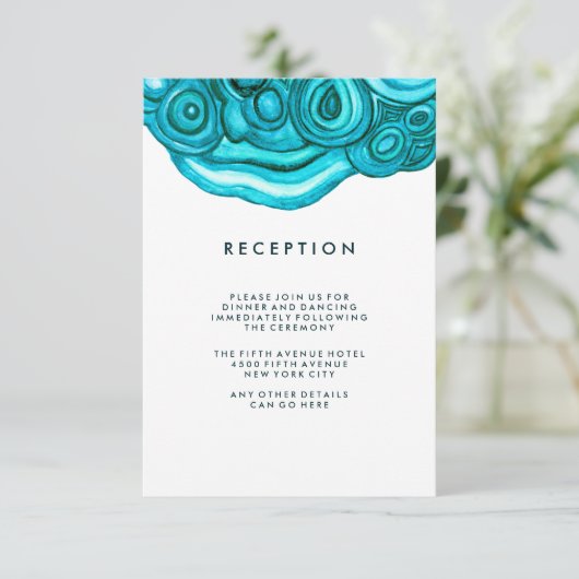 Modern Geode Wedding | Blauwe opvang Kaart (Staand voorkant)