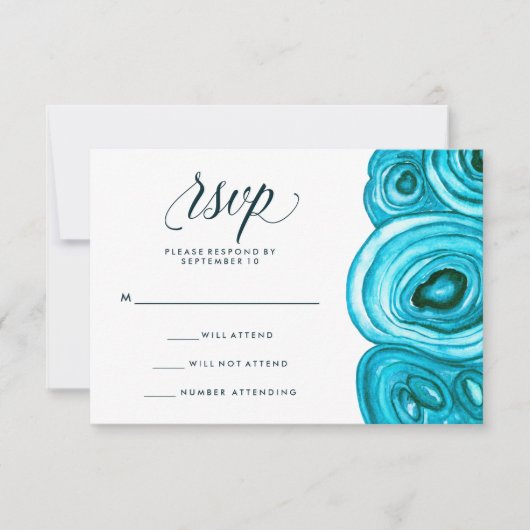 Modern Geode Wedding | Blauwe RSVP (Voorkant)