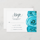 Modern Geode Wedding | Blauwe RSVP (Voorkant / Achterkant)