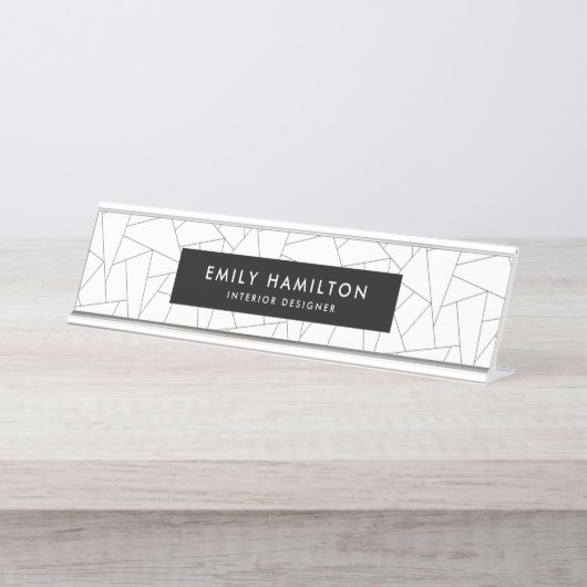 Modern Geometic | Gepersonaliseerd Bureau Naambordje (Voorkant)