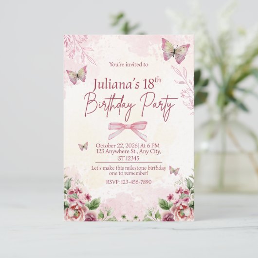 Modern Geometric 18th Birthday Party Invitation Kaart (Staand voorkant)