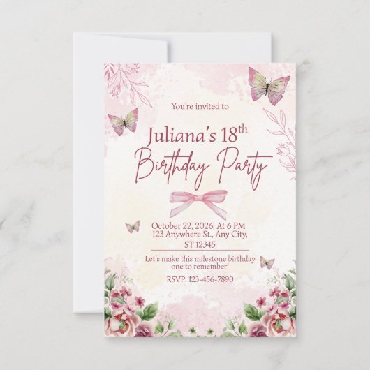 Modern Geometric 18th Birthday Party Invitation Kaart (Achterkant)