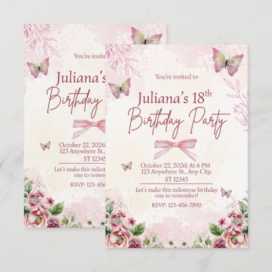 Modern Geometric 18th Birthday Party Invitation Kaart (Voorkant / Achterkant)