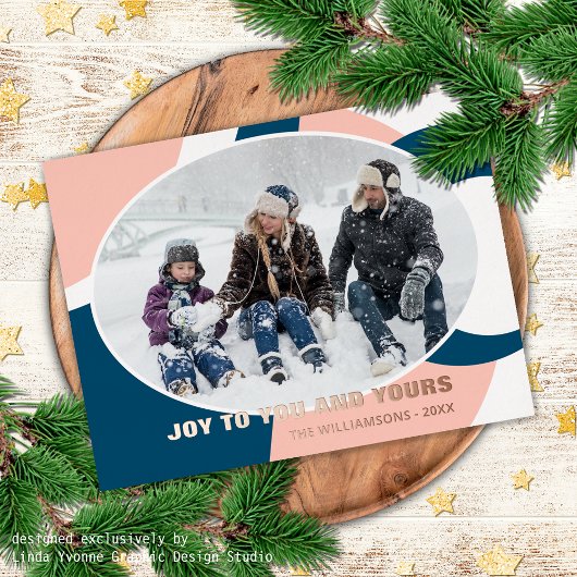 Modern Geometric Abstract Art Pattern Roos Gold Folie Feestdagen Briefkaart