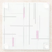 Modern Geometric / Abstract black, silver, Fuschia Glazen Onderzetter (Achterkant)