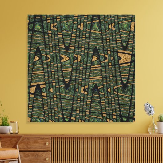 Modern Geometric Abstract Blue Green Peacock Canvas Afdruk (Insitu (Woonkamer))