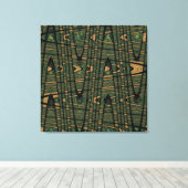 Modern Geometric Abstract Blue Green Peacock Canvas Afdruk (Insitu (Houten vloer))