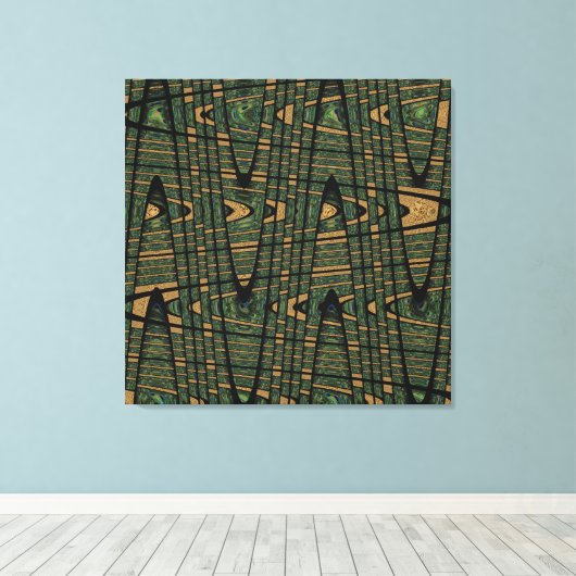 Modern Geometric Abstract Blue Green Peacock Canvas Afdruk (Insitu (Houten vloer))
