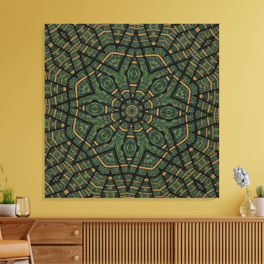 Modern Geometric Abstract Blue Green Peacock Canvas Afdruk (Insitu (Woonkamer))
