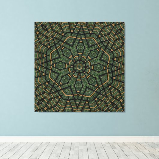 Modern Geometric Abstract Blue Green Peacock Canvas Afdruk (Insitu (Houten vloer))