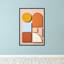 Modern Geometric Abstract Canvas Print| Warm Tones