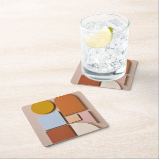 Modern Geometric Abstract Coaster Warm Tones Kartonnen Onderzetters