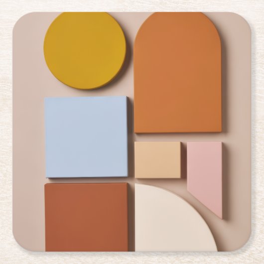 Modern Geometric Abstract Coaster Warm Tones Kartonnen Onderzetters (Voorkant)