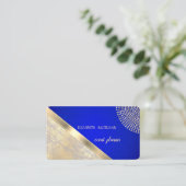 Modern Geometric, Abstract Faux Gold Royal Blue Visitekaartje (Staand voorkant)
