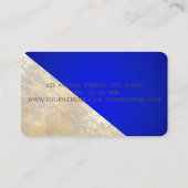 Modern Geometric, Abstract Faux Gold Royal Blue Visitekaartje (Achterkant)