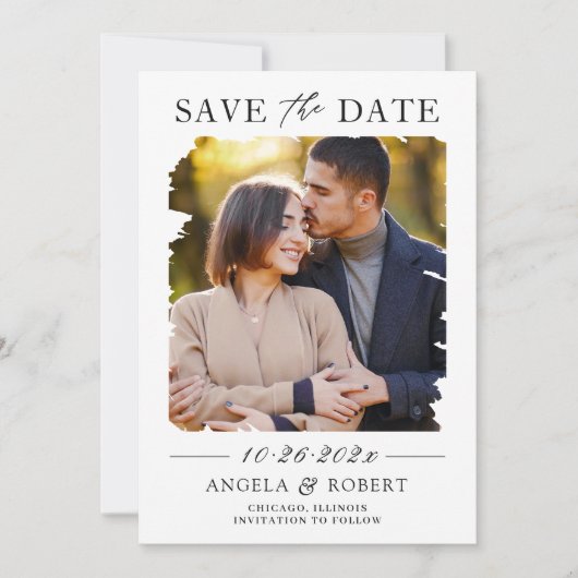 Modern Geometric Abstract Lijst van de Foto van de Save The Date (Voorkant)