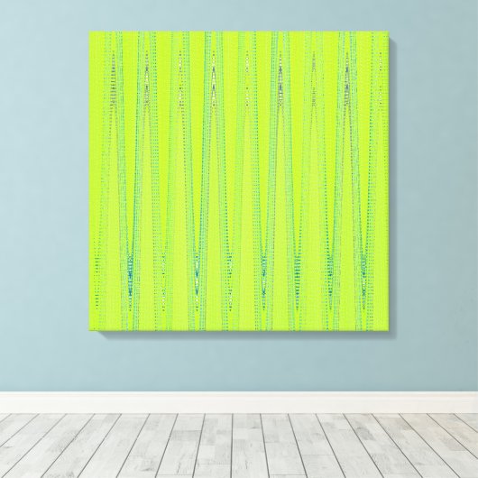 Modern Geometric Abstract Lime Green Wave Pattern Canvas Afdruk (Insitu (Houten vloer))